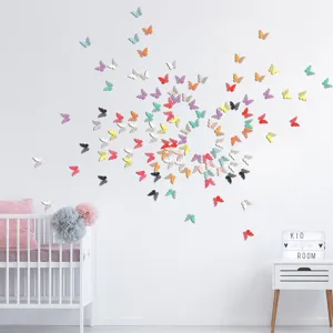 3D Butterfly Wall Stickers Hollow Pearlescent Paper DIY Home Decor Living Room Nursery