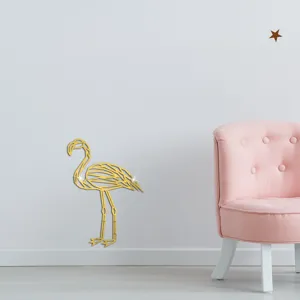 Geometrischer Flamingo Acryl Spiegel Wandaufkleber, selbstklebende Heimdeko für Zimmer.