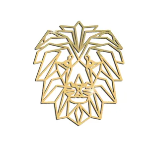 Goldene geometrische Löwen Acryl Spiegel Wandaufkleber abstrakte Tierkunst Dekoration.