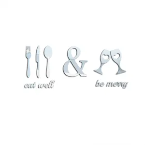 Acrylic mirror wall sticker DIY cutlery eat well be merry home kitchen decor mirror sticker