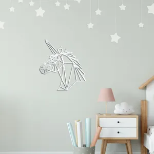 Geometrische Einhorn Acryl Spiegel Wandaufkleber für Kinderzimmer Dekoration Design