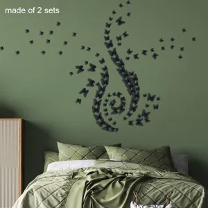 3D black butterfly wall stickers, creative paper decor for bedroom living room background.