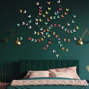3D hollow pearlescent paper butterfly wall stickers for stylish bedroom and living room decor