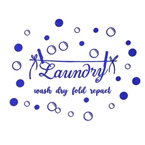 Acrylic mirror laundry wall sticker with English quote and bubble design for home decor.