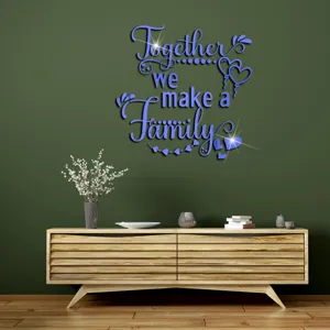 Adhesivo de pared espejo acrílico familia corazón 3D DIY cita decoración hogar