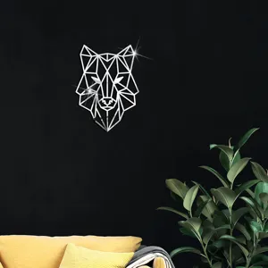 Detailansicht des geometrischen Acryl-Spiegelwandaufklebers, moderne Heimdeko-Akzente im Raum.