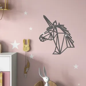 Geometrischer Einhorn Acryl Wandspiegel Aufkleber für Kinderzimmer Dekor, selbstklebend.