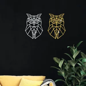 Geometrische Eule Acryl Spiegel Wandaufkleber, moderne 3D Heimdekoration, gold und silber Wandkunst.