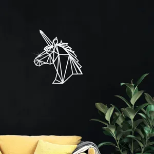 Geometrischer Einhorn Acryl Spiegel Wandaufkleber fuer moderne Heimdeko, selbstklebend.