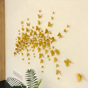 3D pearl paper butterfly wall stickers, creative DIY decor for bedroom living room background.