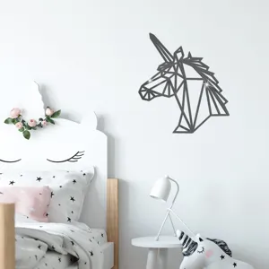 Geometrisches Einhorn Acryl Spiegel Wandsticker Detail fur moderne Kinderzimmer Dekoration und Aesthetik.