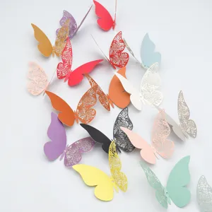 3D hollow pearlescent paper butterfly wall stickers for wedding and home decor detail