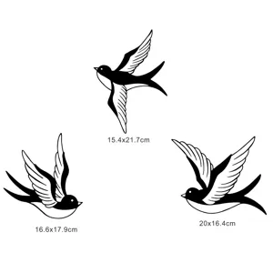 Acrylic mirror swallow wall stickers, 3pcs flying bird home decor for living room and bedroom.