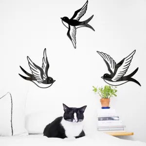 Acrylic mirror bird wall stickers for living room bedroom home decor, set of flying swallows.