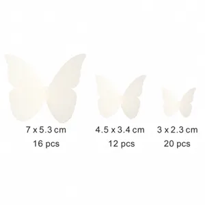 3D pearlescent paper butterfly wall sticker set, 48pcs in three sizes for home decor DIY.