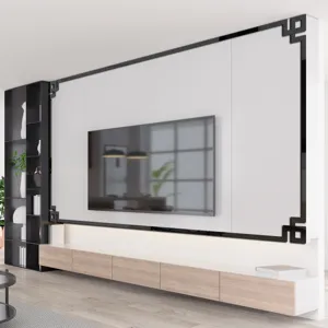 3D acrylic mirror corner wall sticker for modern living room TV background decoration.
