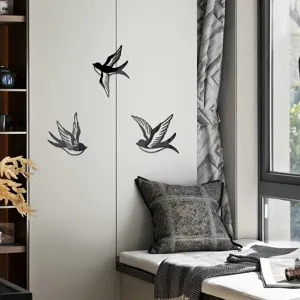 Acrylic mirror swallow wall stickers 3D bird home decor for living room bedroom background.