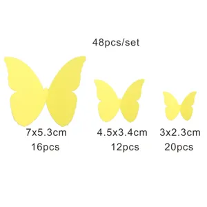 3D pearl paper butterfly wall stickers set 48pcs, various sizes for home decor.