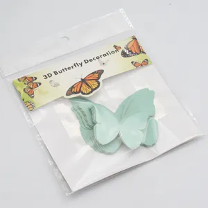 3D pearl paper butterfly wall sticker detail view, light green DIY home decor sticker.