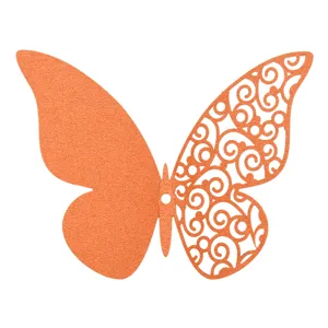 Exquisite 3D hollow pearlescent paper butterfly detail showing intricate scrollwork patterns.