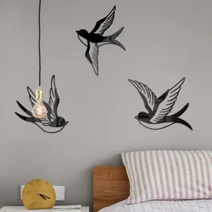 Acrylic mirror bird wall stickers for living room and bedroom home decor, modern black birds.