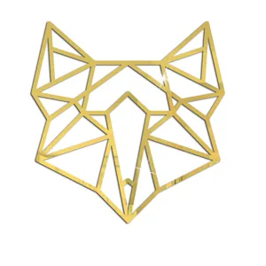 Nahaufnahme Detail des geometrischen goldenen Acryl Spiegel Tier Wandaufkleber Dekor.