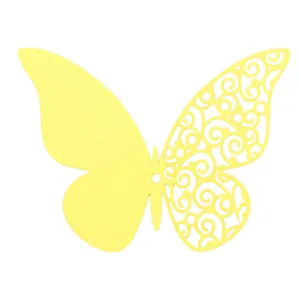 Detail shot of hollow butterfly wall sticker, showing the delicate scrollwork pattern clearly.