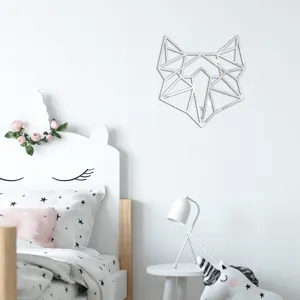 Acryl geometrischer Tier Wandaufkleber Spiegel Dekor, moderne Fuchskopf Kunst fürs Kinderzimmer.