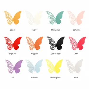 3D hollow pearlescent paper butterfly wall stickers for wedding and party home decor items