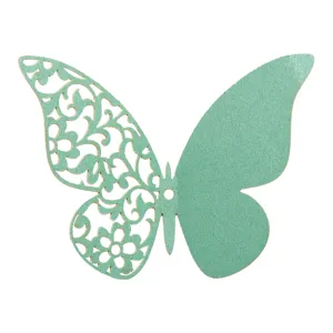 Mint green 3D hollow butterfly wall sticker for home wedding party DIY room decor.