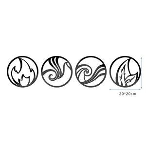 4Pcs 3D Four Elements Acrylic Wall Mirror Stickers Fire Wind Water Earth 20x20cm