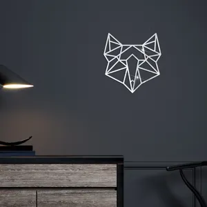 Acryl geometrischer Wolfskopf Spiegel Wandaufkleber für moderne Wohnzimmer Dekoration.