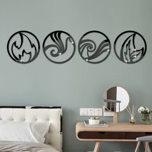 3D acrylic mirror wall stickers four elements round decorative wall art for home decor