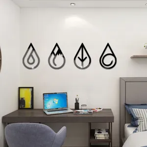 3D Four Elements Acrylic Mirror Wall Stickers Water Drop Art Home Decor Decals for Bedroom