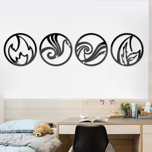 3D acrylic mirror wall stickers four elements design circular wall decor for living room bedroom