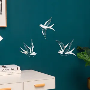 Acrylic mirror bird wall stickers for living room decor, 3D swallow home decoration.