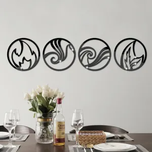 3D Acrylic Mirror Wall Stickers Four Elements Circular Wall Art Home Decor Decals