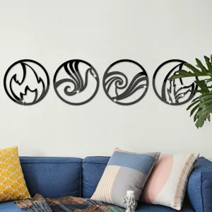 3D acrylic mirror wall stickers four elements round decorative decals for living room decor