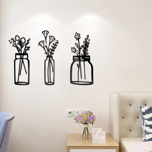 3D acrylic mirror vase wall sticker, self-adhesive floral wall art for home decor and living room.
