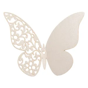 3D hollow pearlescent paper butterfly detail showing intricate wing patterns for wall decor.