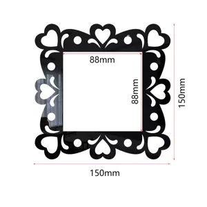 Acrylic mirror wall switch sticker with heart decoration, size 150x150mm detail view.