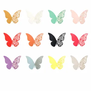 3D hollow pearl paper butterfly detail showing various vibrant color options for wall decor.