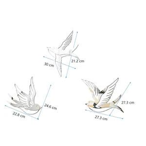 Acrylic mirror flying bird wall stickers, modern home decor for living room bedroom.