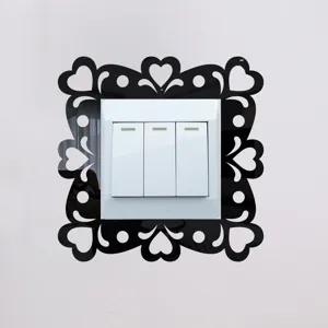 Acrylic mirror switch sticker, decorative black heart wall sticker for home and room decor.