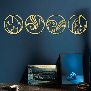 3D Acrylic Mirror Wall Stickers Four Elements Circular Wall Decor for Home Office Decor