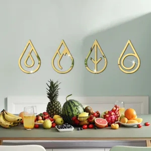3D Acrylic Mirror Wall Stickers Four Elements Water Fire Earth Wind Home Decor Art