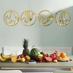 3D acrylic mirror wall stickers four elements design round decorative mirrors for home decor