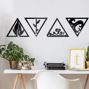 3D acrylic elemental wall stickers, self-adhesive geometric triangle home decor for living room.
