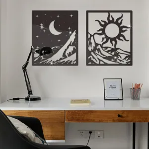 3D Sun Moon Acrylic Mirror Wall Sticker Detail View Home Decor Self Adhesive Decal