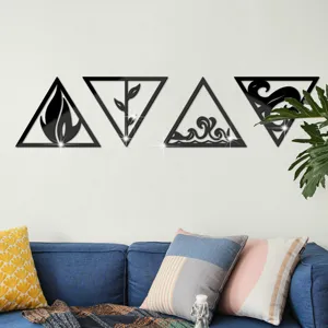 3d four elements acrylic mirror wall stickers triangle decor interior scene detail view